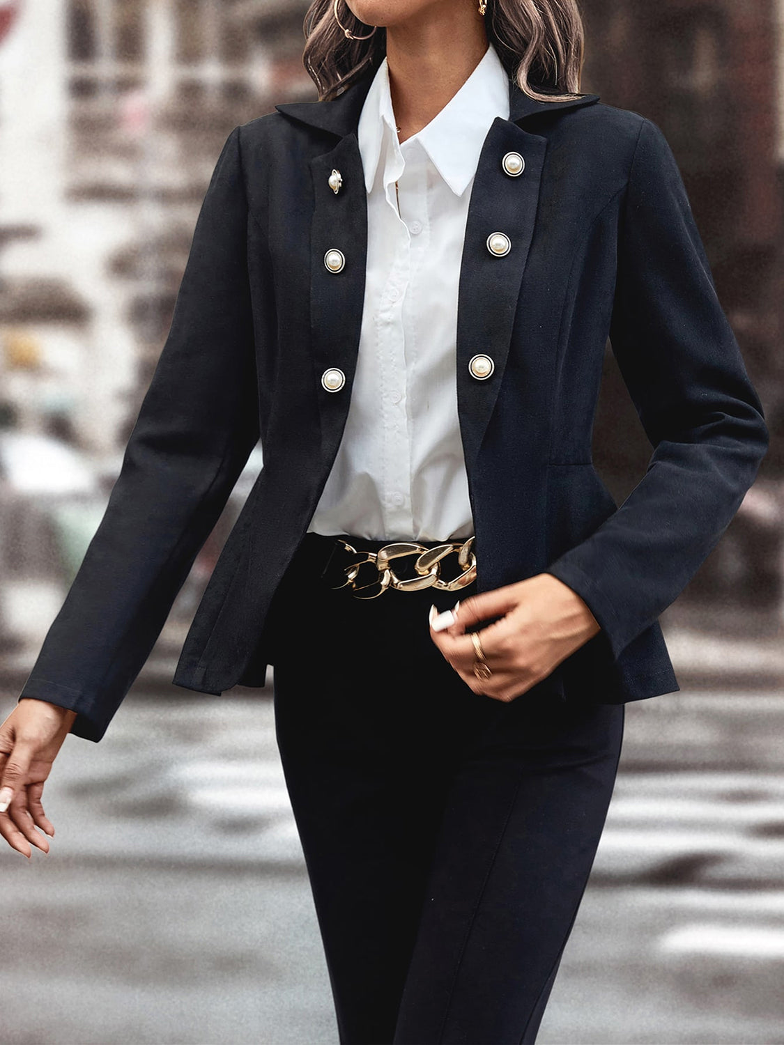 Liv Buttoned Lapel Collar Blazer