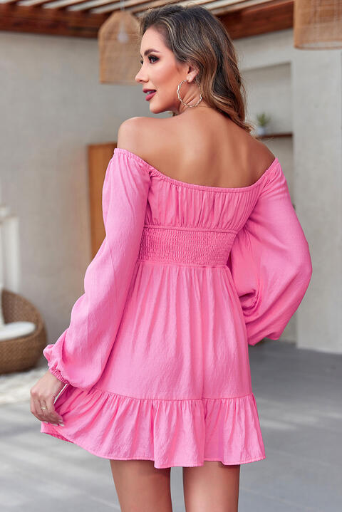 Helen Smocked Off-Shoulder Mini Dress
