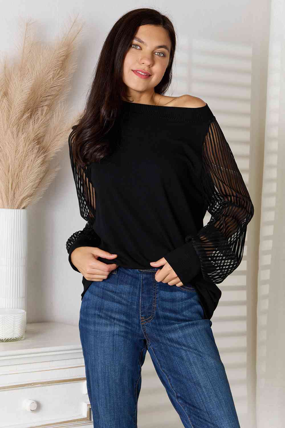 Timeless Sheer Sleeve Blouse