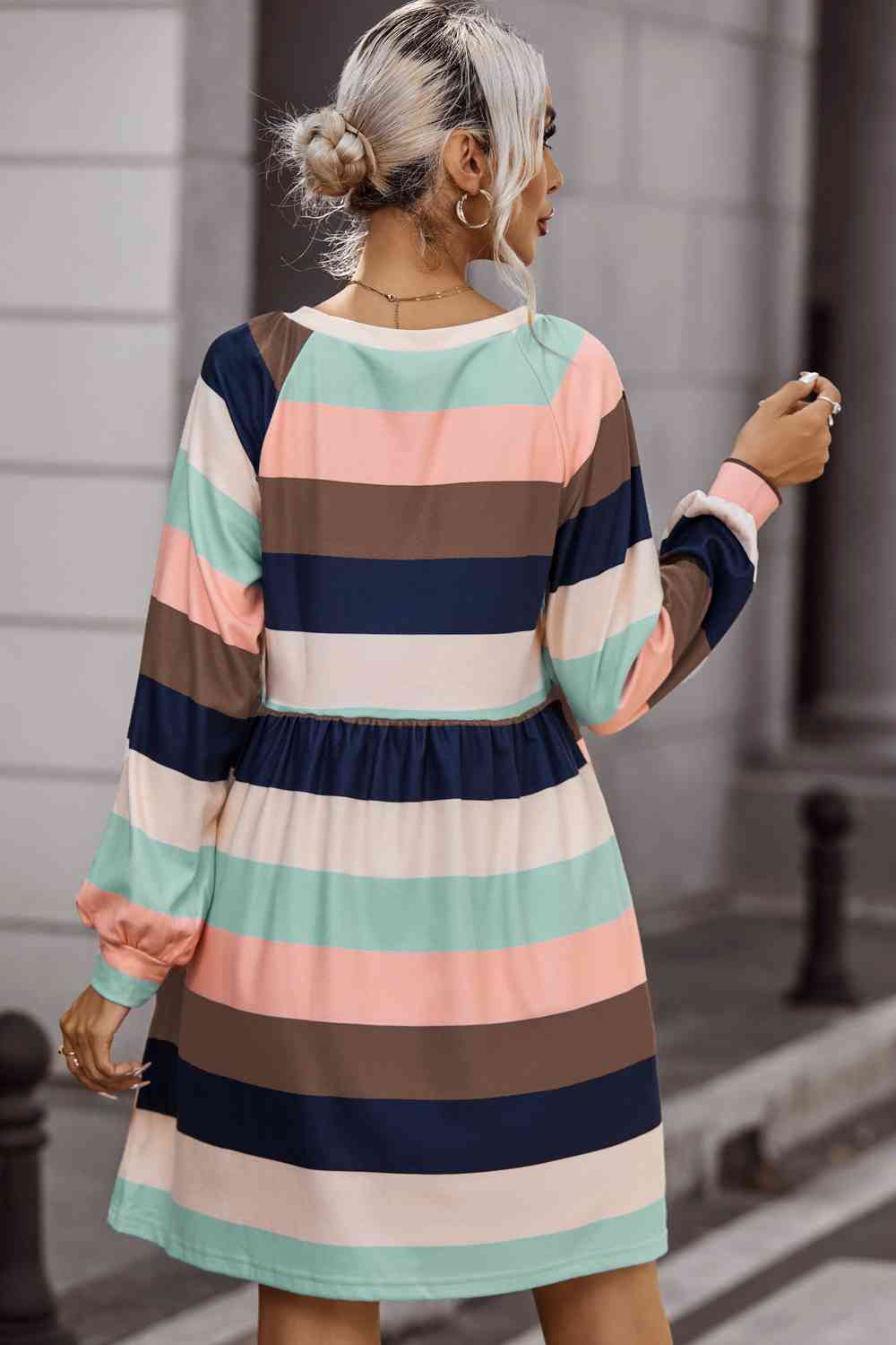 Elowyn Striped Round Neck Dress