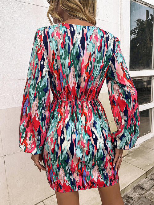 Colette Surplice Balloon Sleeve Mini Dress