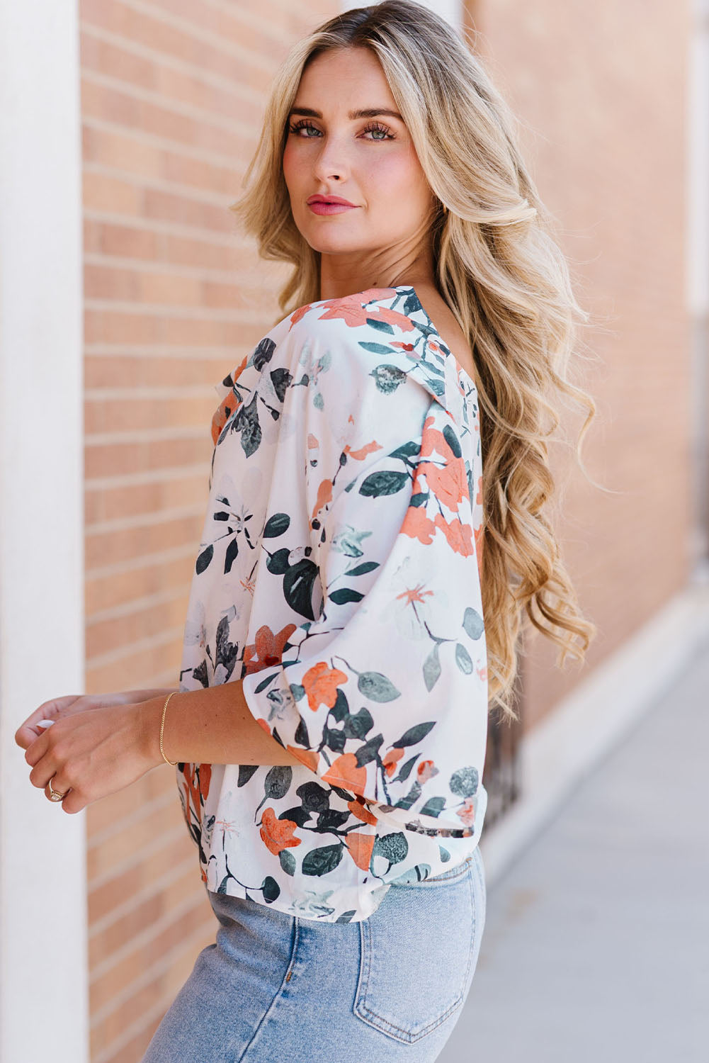 Corinne Floral Cowl Neck Blouse
