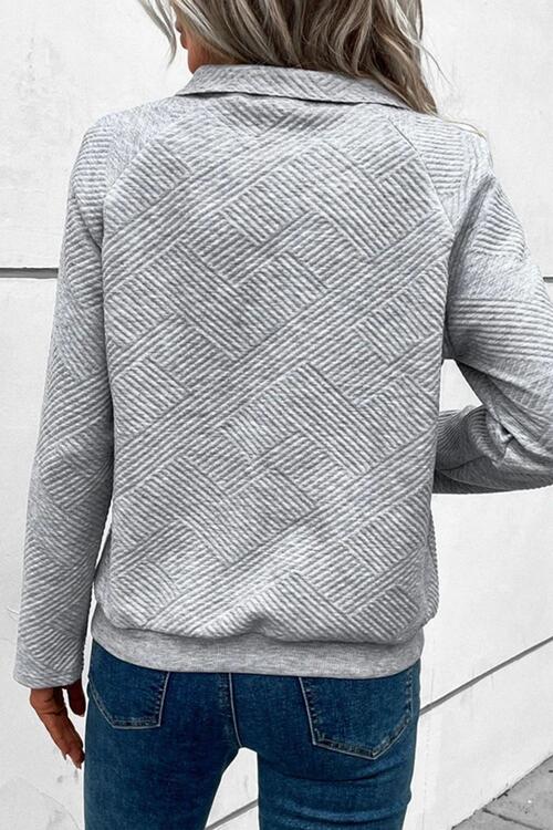 Cassidy Geometric Snap Button Long Sleeve Sweatshirt