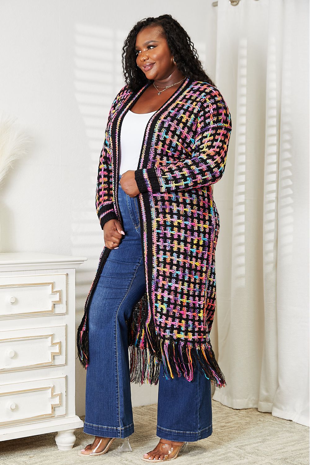 Stay Cozy Open Front Fringe Hem Cardigan