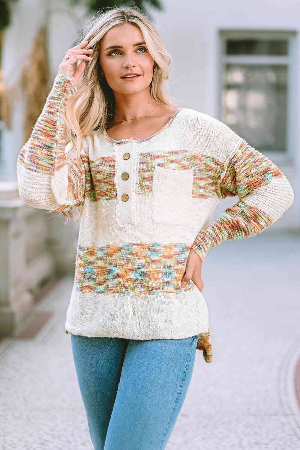 Charlotte High-Low Half Button Sweater