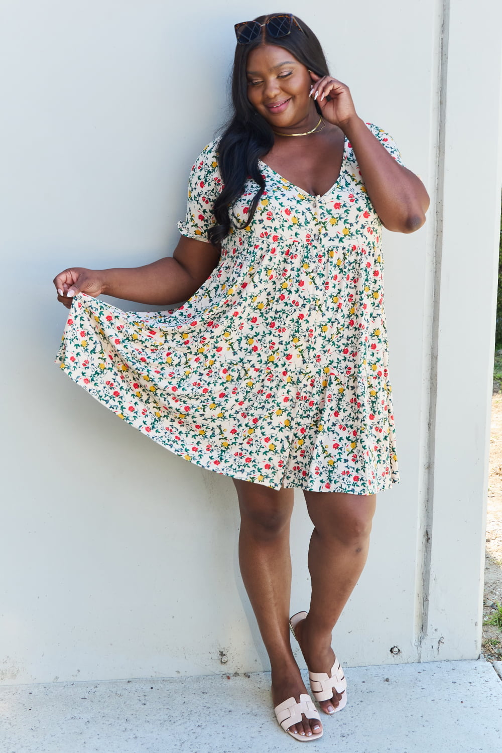 Follow Me Floral Ruffle Mini Dress