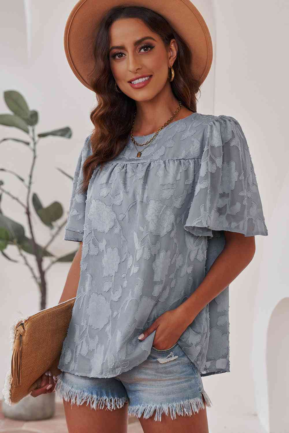 Vanessa Round Neck Puff Sleeve Blouse