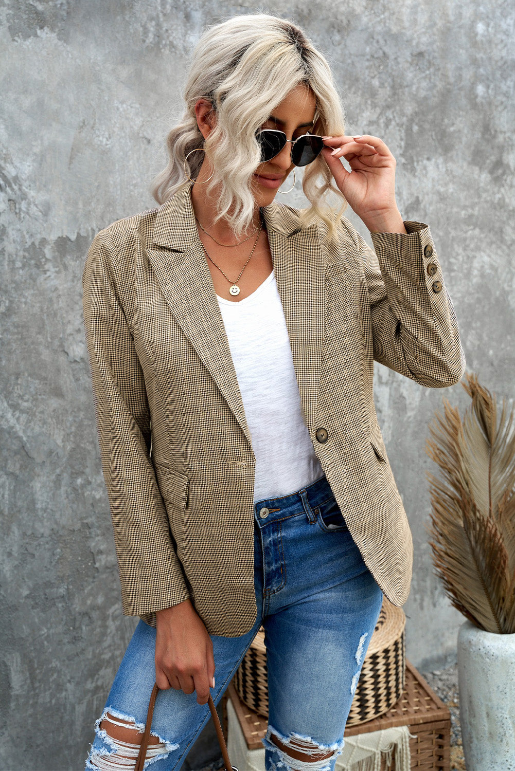 Taking My Time Houndstooth Blazer