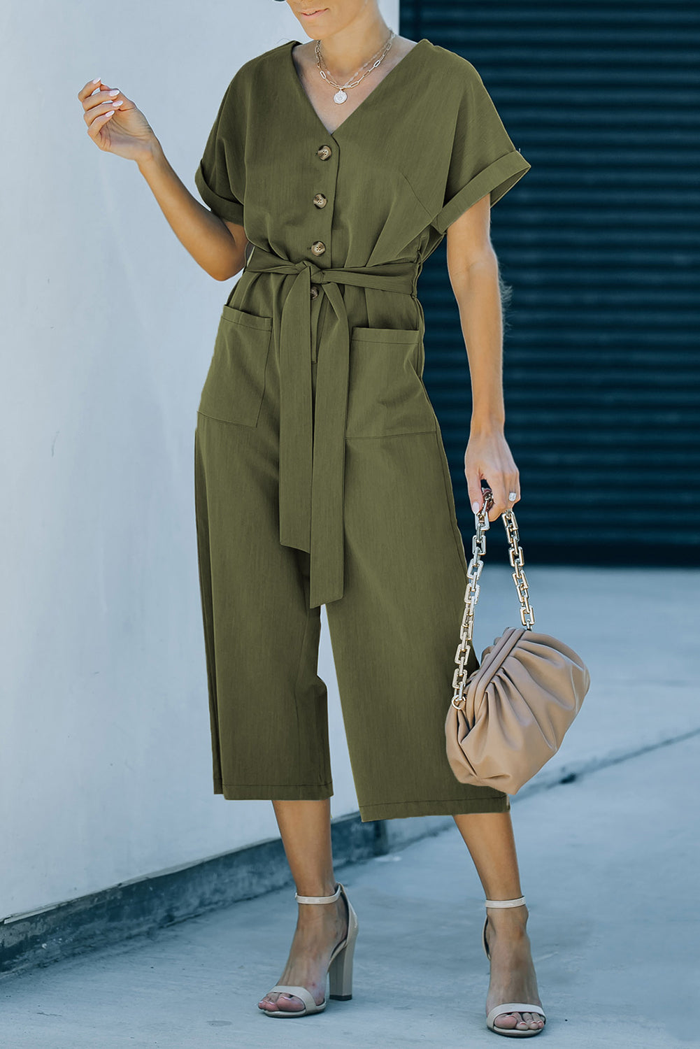Lizette Tie-Waist Cropped Jumpsuit