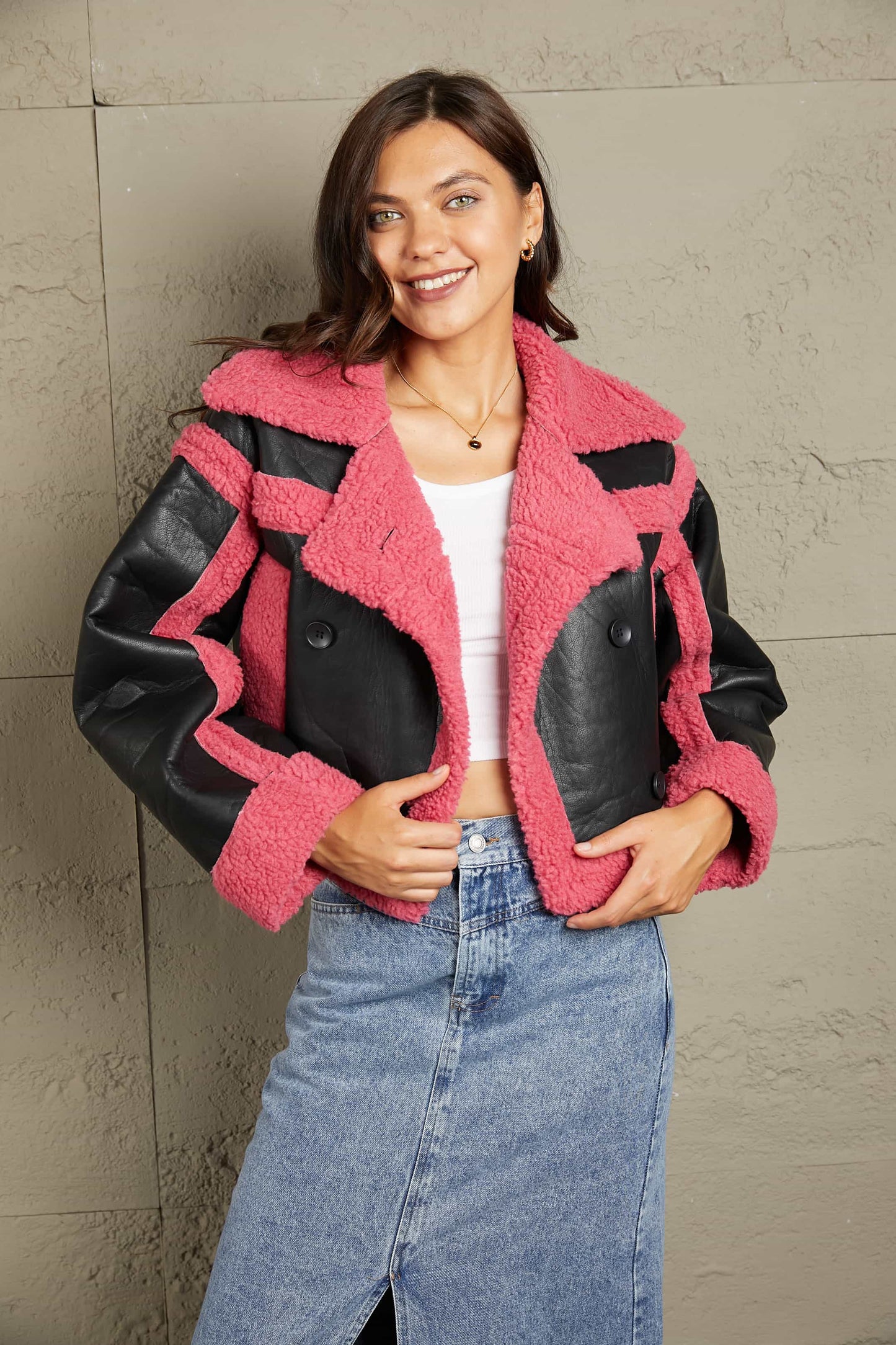 Aviator Contrast Double-Breasted Jacket