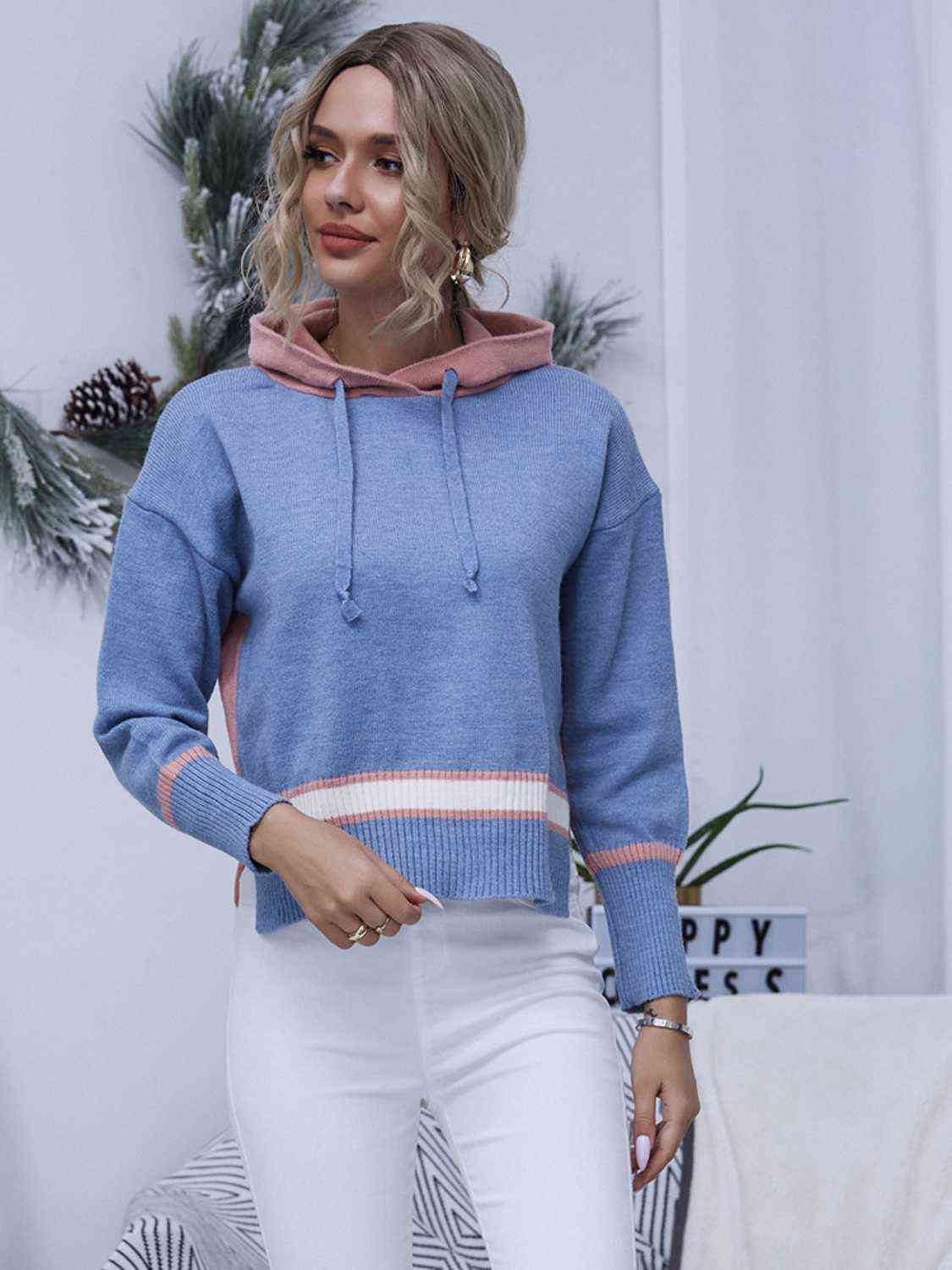 Lacey Drawstring Drop Shoulder Hoodie