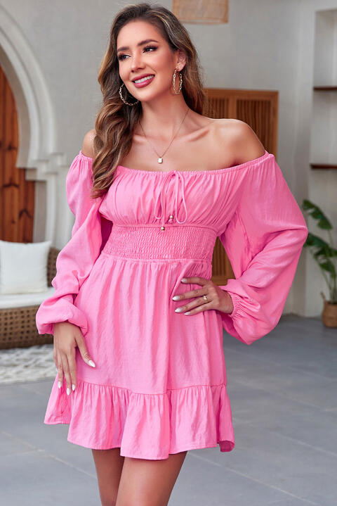 Helen Smocked Off-Shoulder Mini Dress