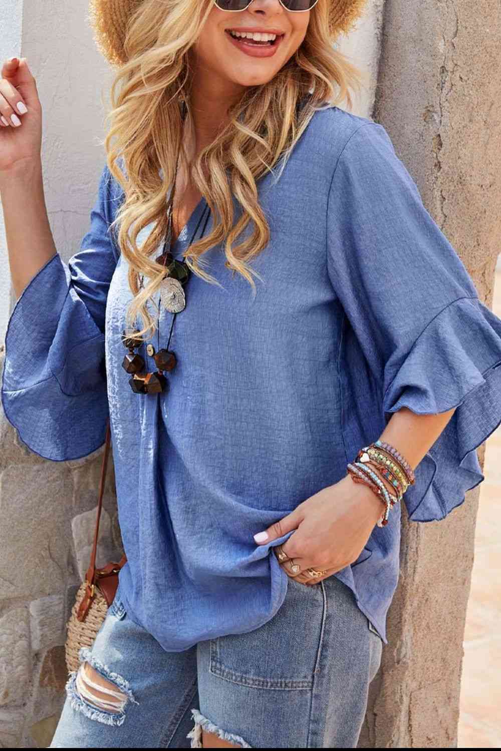 Madalyn Flounce Sleeve Blouse