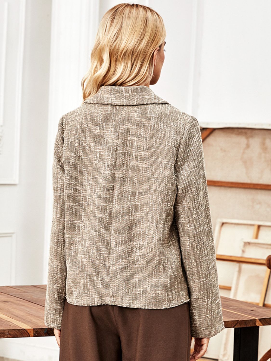 Savanna Lapel Collar Raw Hem Blazer