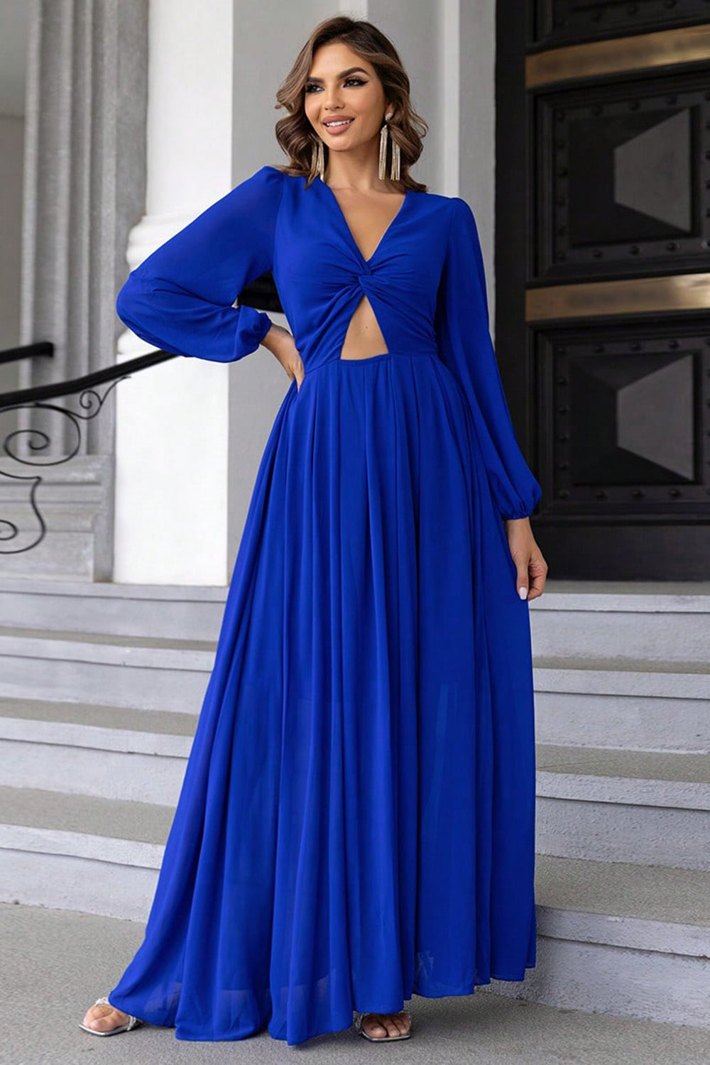 Royal Affair Twist Front Cutout Maxi Dress
