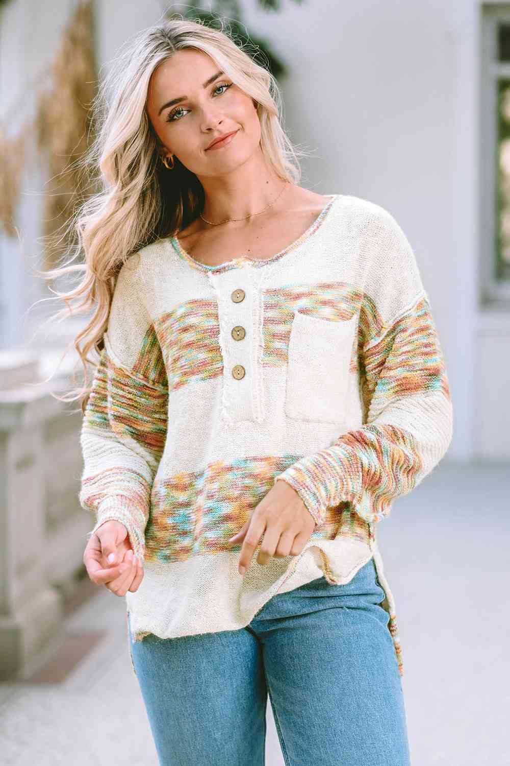 Charlotte High-Low Half Button Sweater