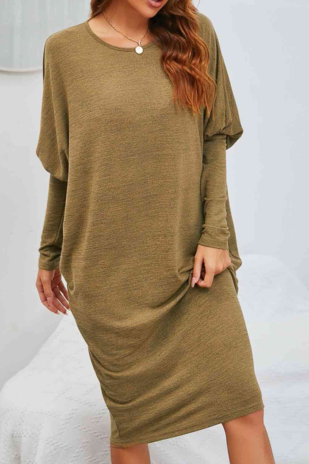 Desert Round Neck Dolman Sleeve Dress