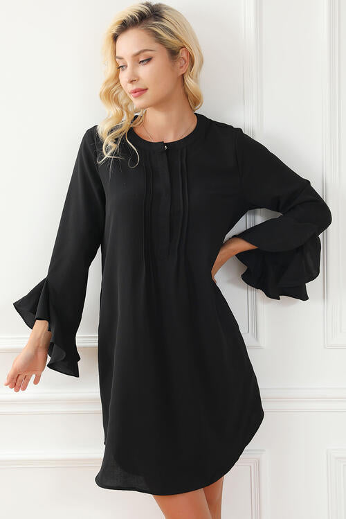 Sienna Round Neck Flare Sleeve Mini Dress