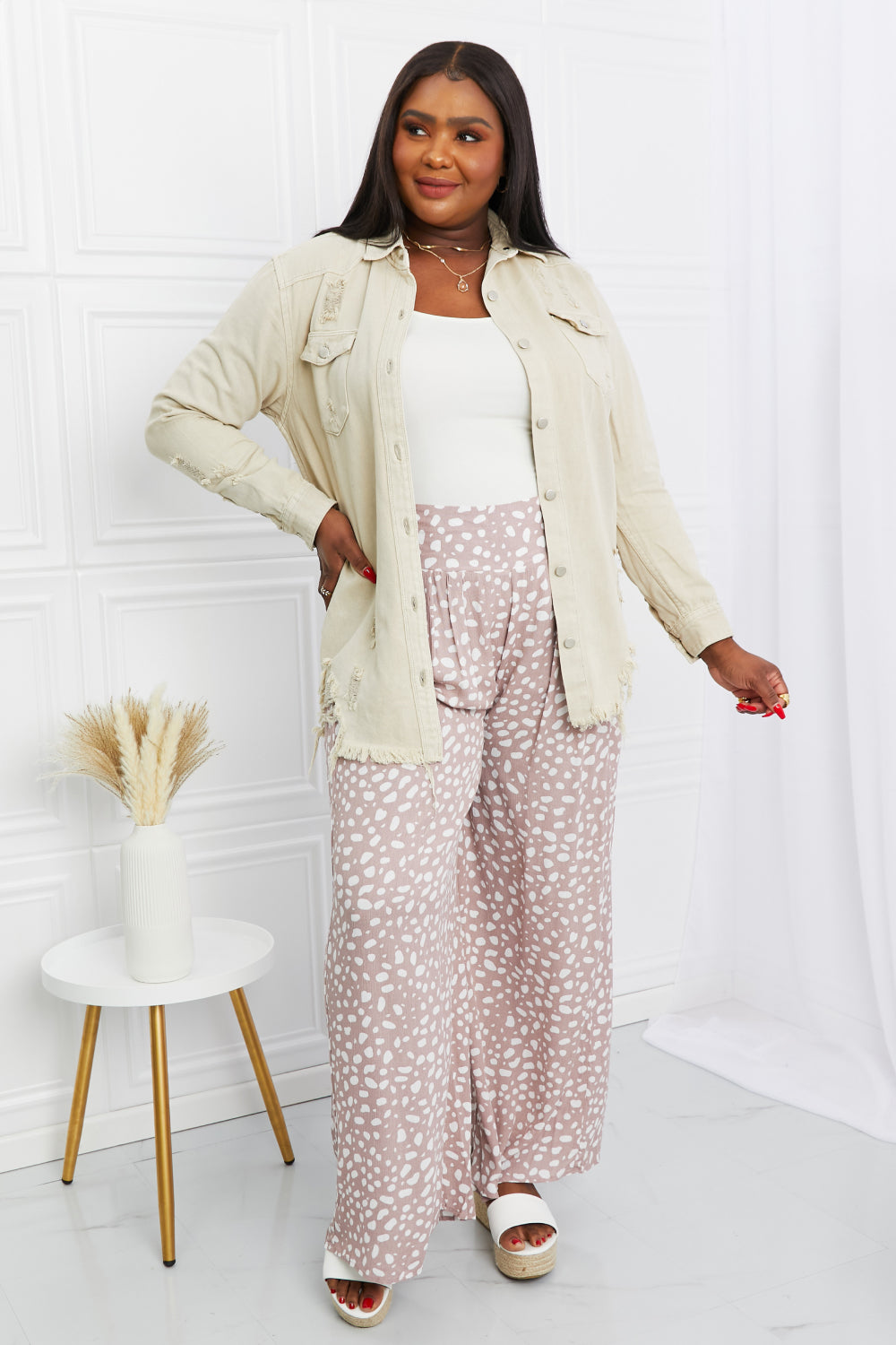 Lucy Button Down Distressed Denim Shacket