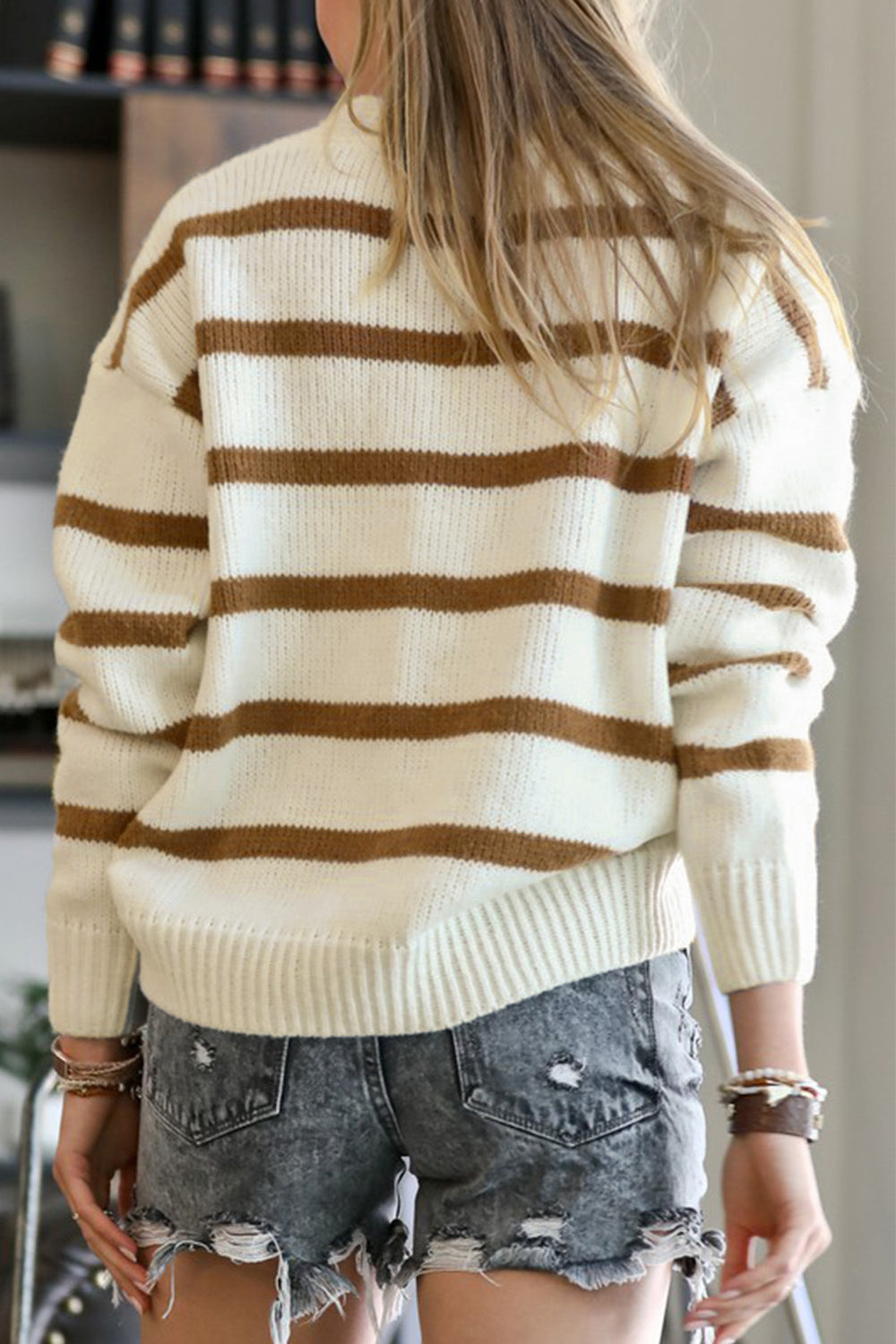 Comfy Button Down Striped Cardigan