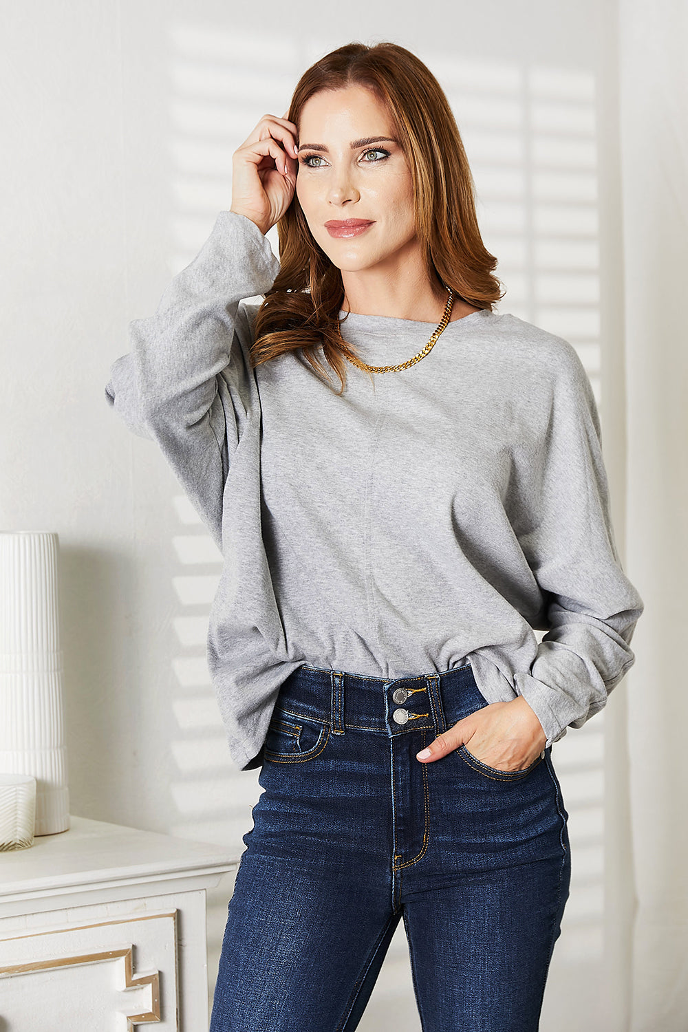 Madison Seam Detail Long Sleeve Top