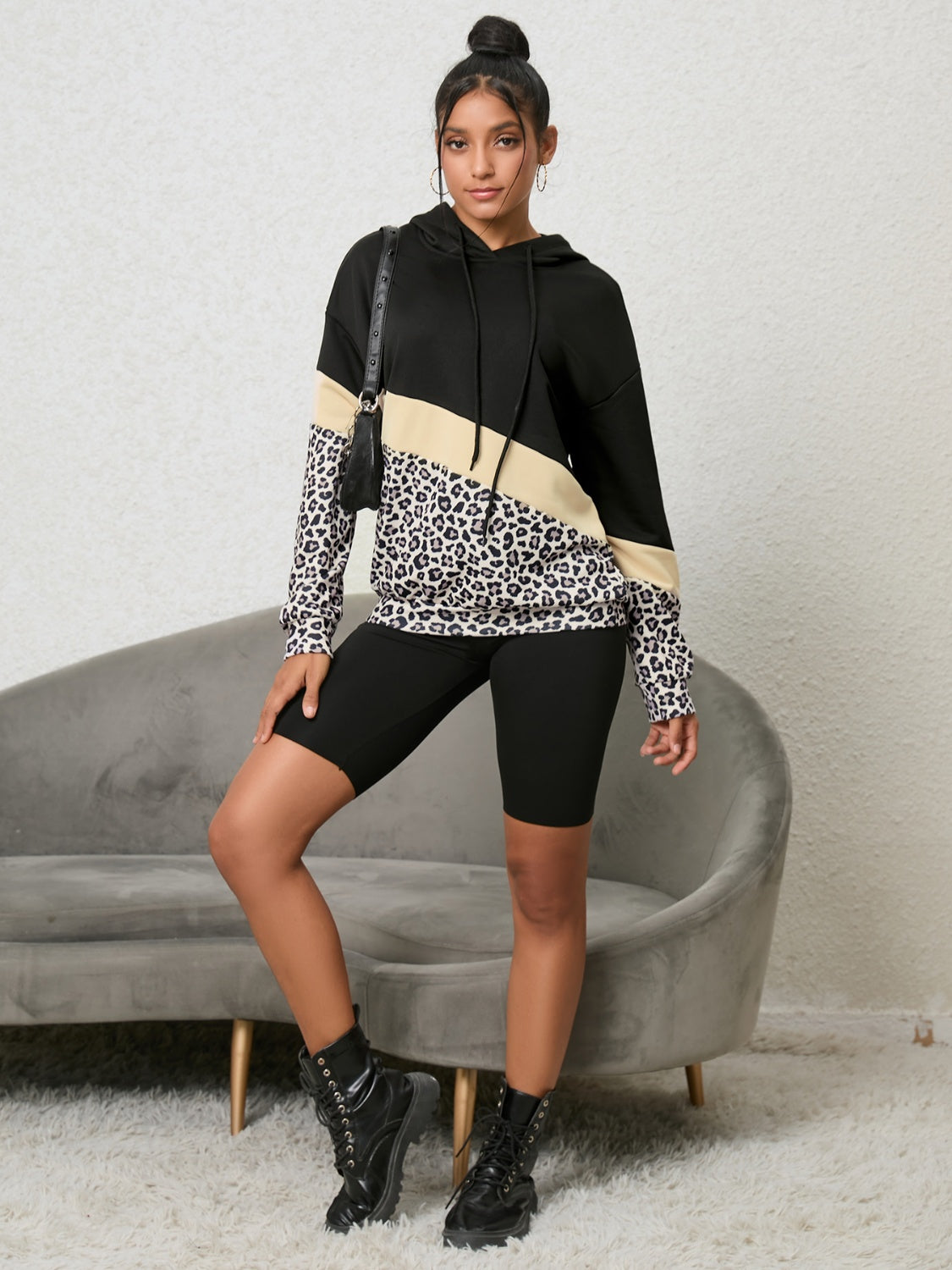 Wild Thing Leopard Color Block Hoodie