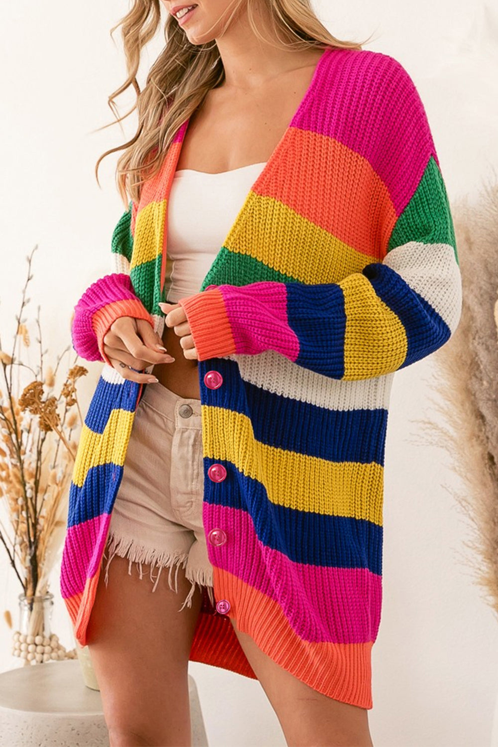 Splash Of Color Striped Cardigan