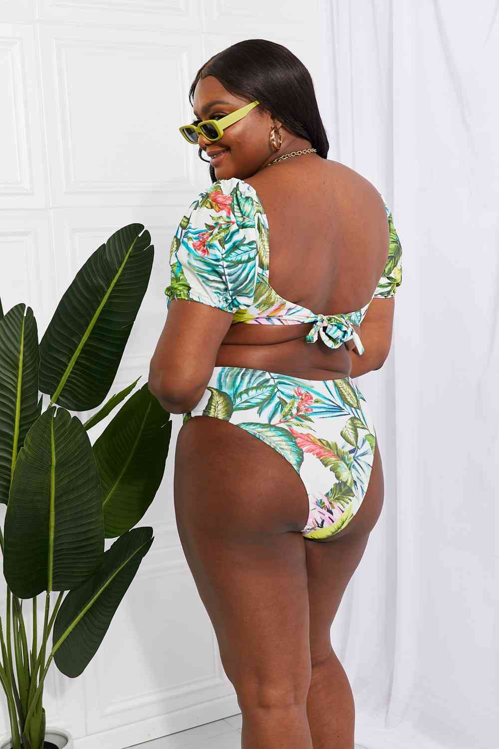 Tropical Vacation Puff Sleeve Floral Bikini