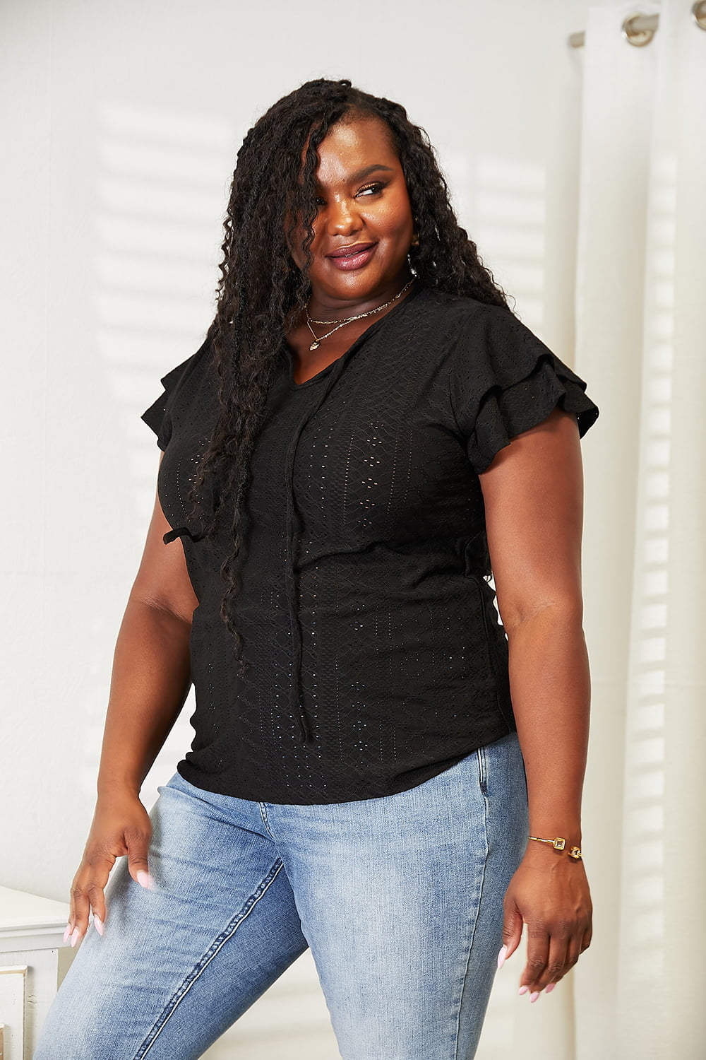 Danielle Flutter Sleeve Blouse