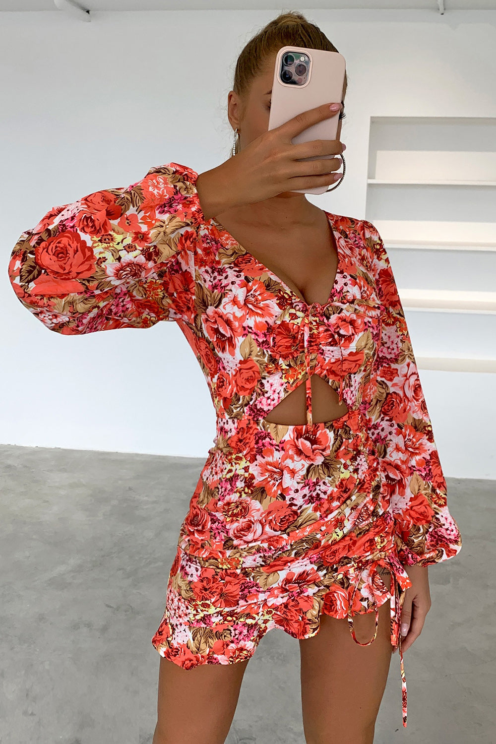 Kelis Floral Cutout Mini Dress