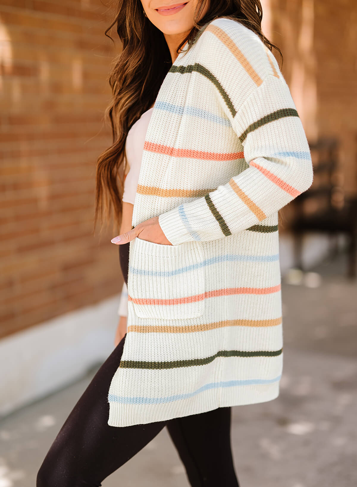 Best Of Me Rib-Knit Striped Cardigan