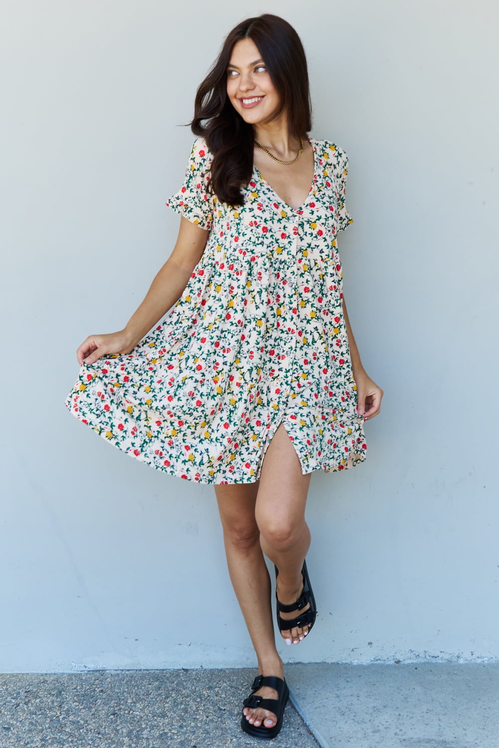 Follow Me Floral Ruffle Mini Dress
