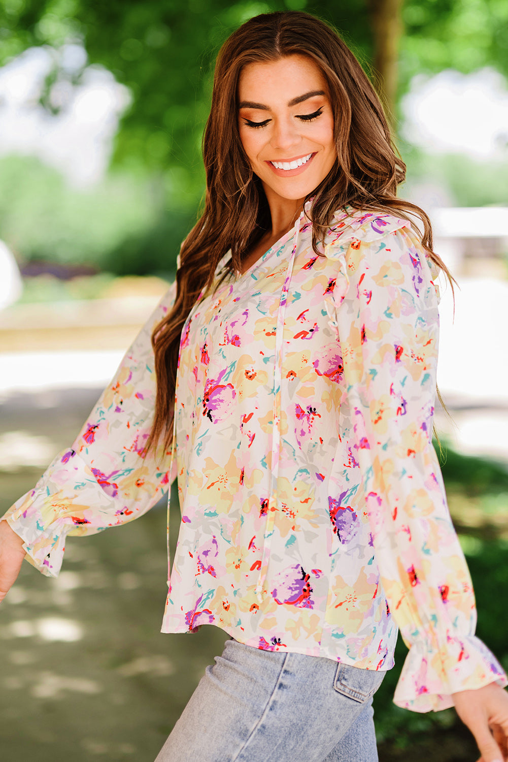 All You Need Floral Ruffle Top