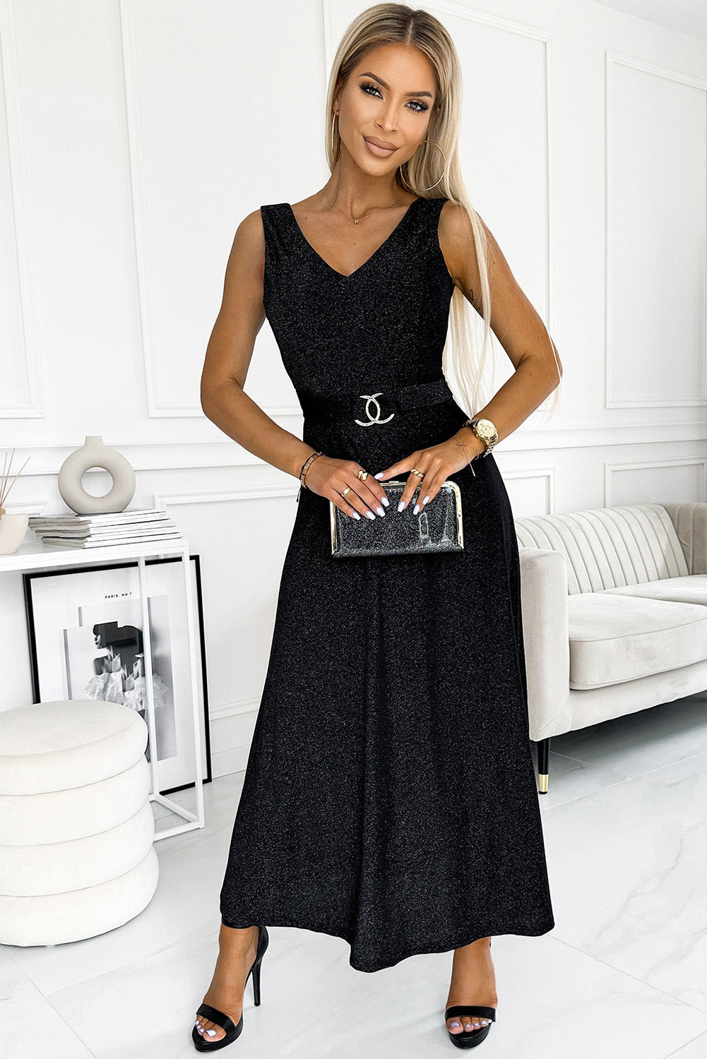 Giuliana V-Neck Sleeveless Maxi Dress