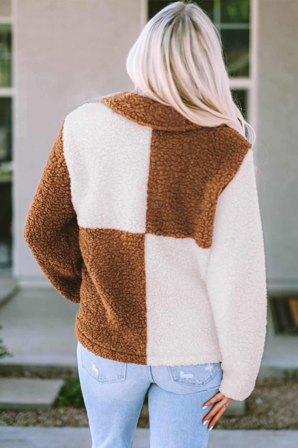 Coziness Color Block Snap Down Jacket