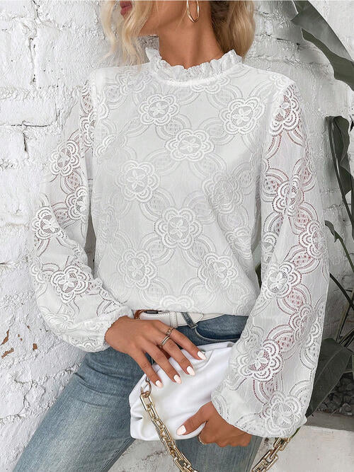Bianca Floral Lace Balloon Sleeve Blouse