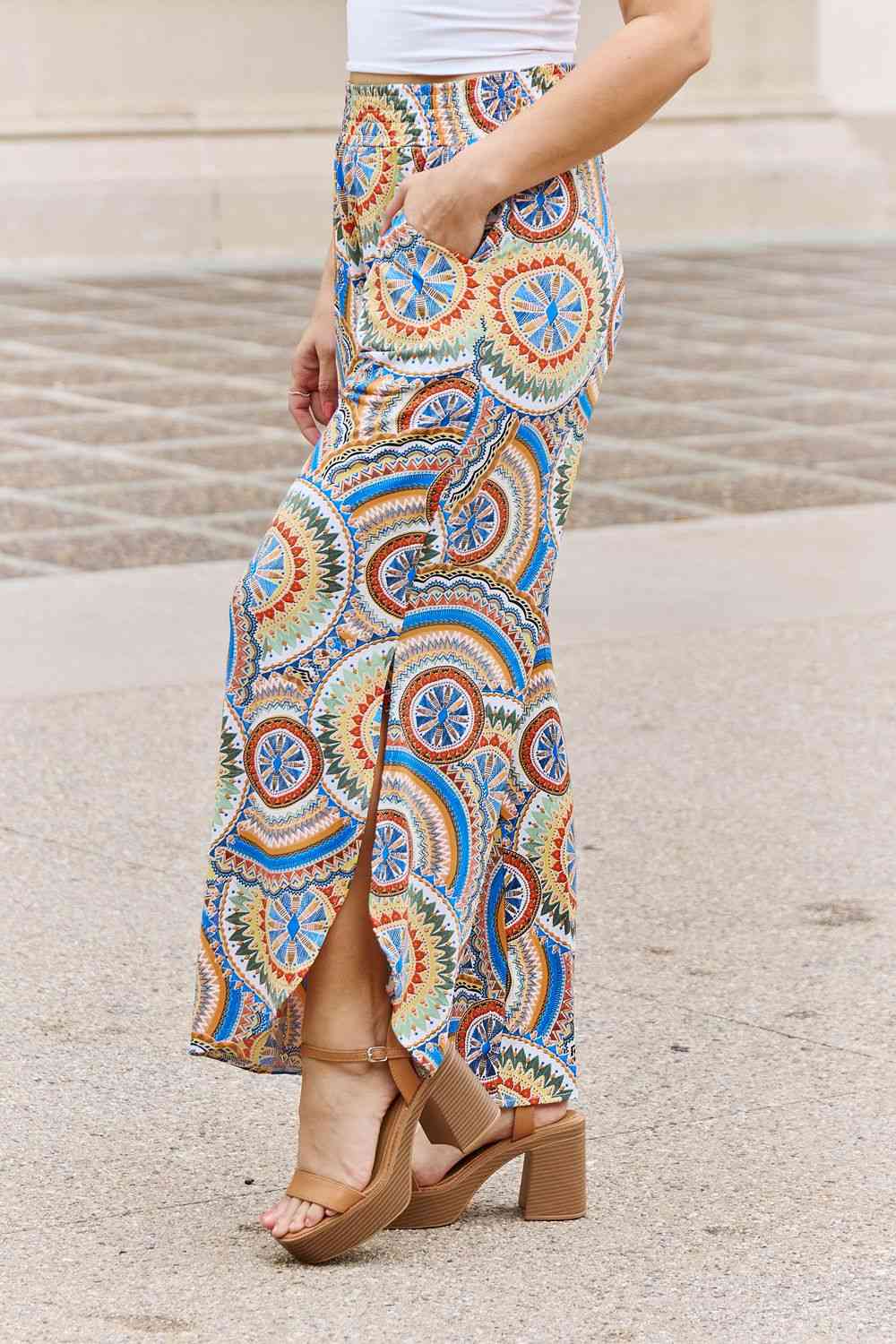 Tropical Vibe Side Slit Pants