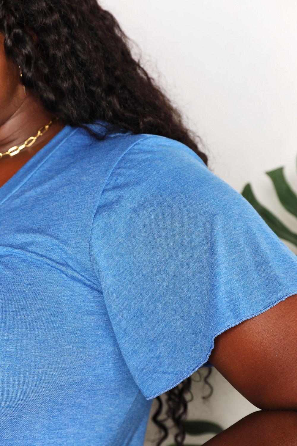 Elora Ruched V-Neck T-Shirt