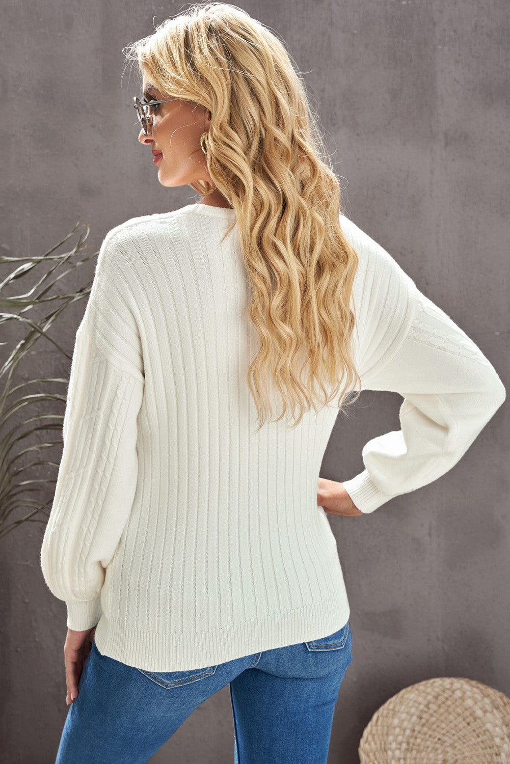 Heavenly Ribbed V-Neck Sweater