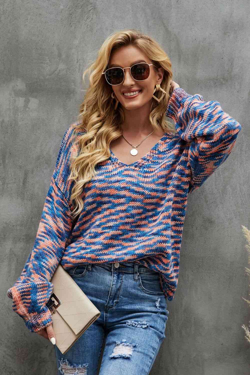 Ariah Balloon Sleeve V-Neck Sweater