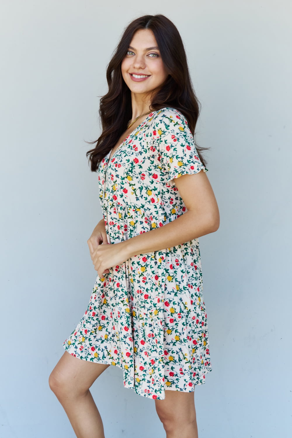 Follow Me Floral Ruffle Mini Dress