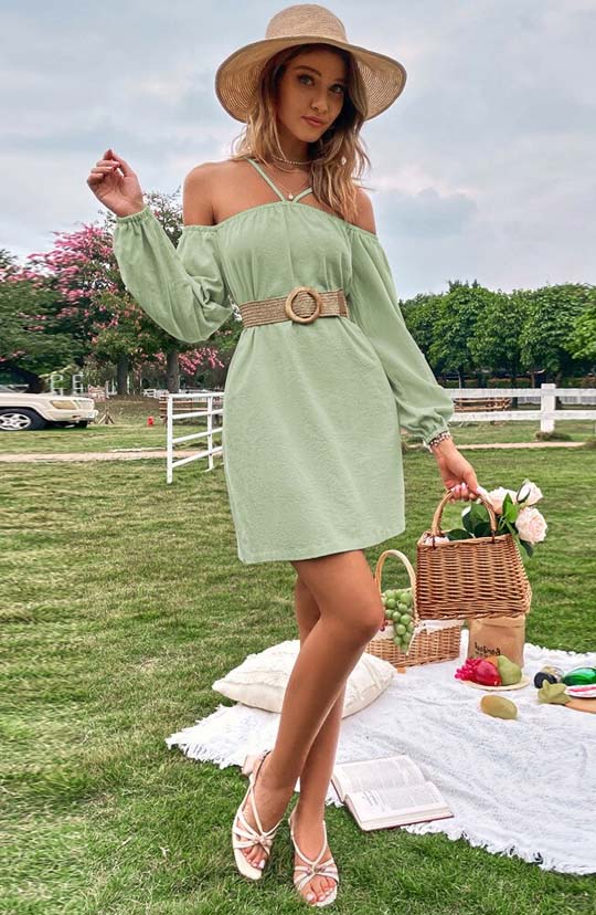 Garden Of Eden Light Green Mini Dress