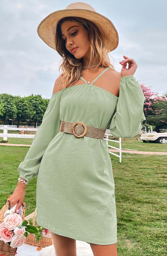 Garden Of Eden Light Green Mini Dress