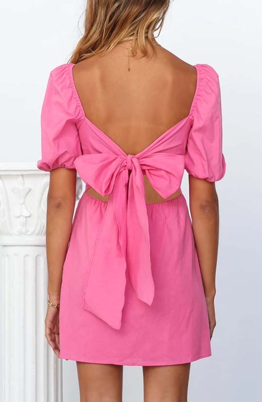 I'm A Doll Pink Bow Mini Dress