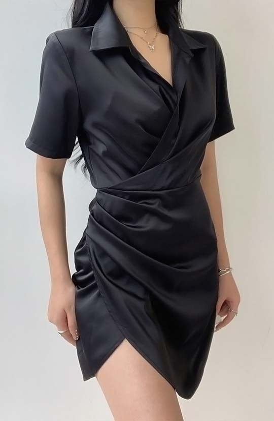 I'm All Class Black Ruched Mini Dress