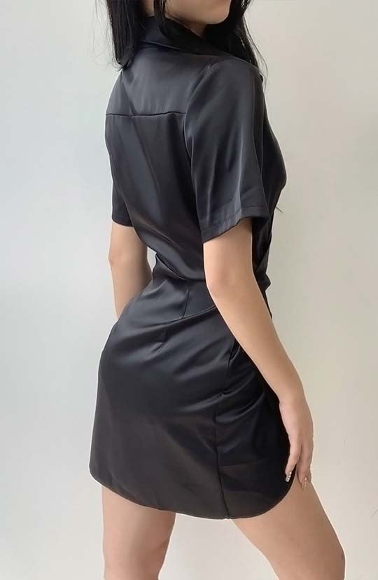 I'm All Class Black Ruched Mini Dress