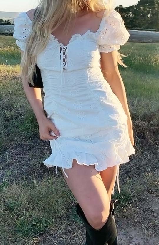 Lace Me Up White Mini Dress