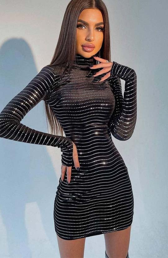 Sharing Secrets Black Sequin Mini Dress