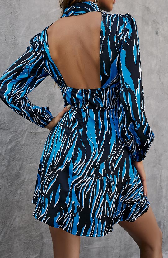 Take Me Back Blue A-Line Mini Dress