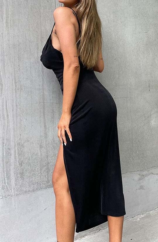 Thinking Of You Orange Slit Midi Dress